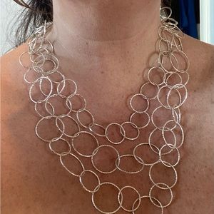 Costume silver three chain circle necklace